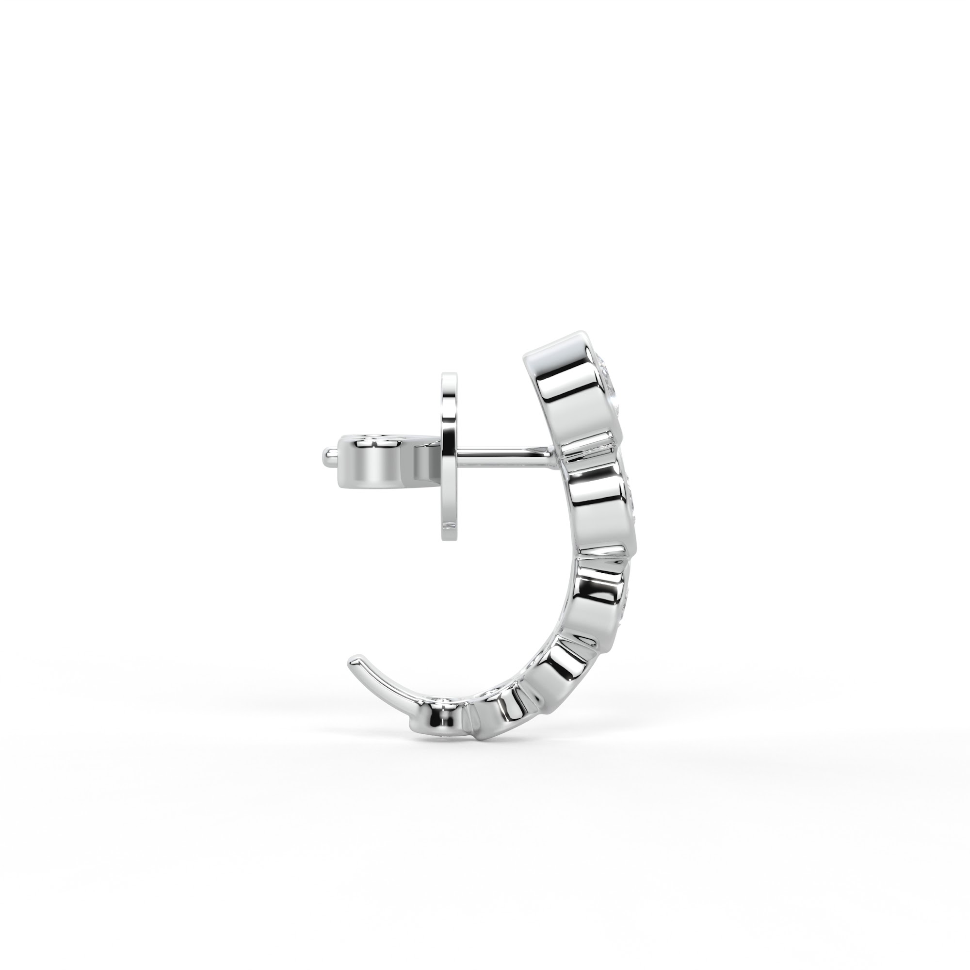 Round Diamond Bezel Set Graduated Climber Earrings