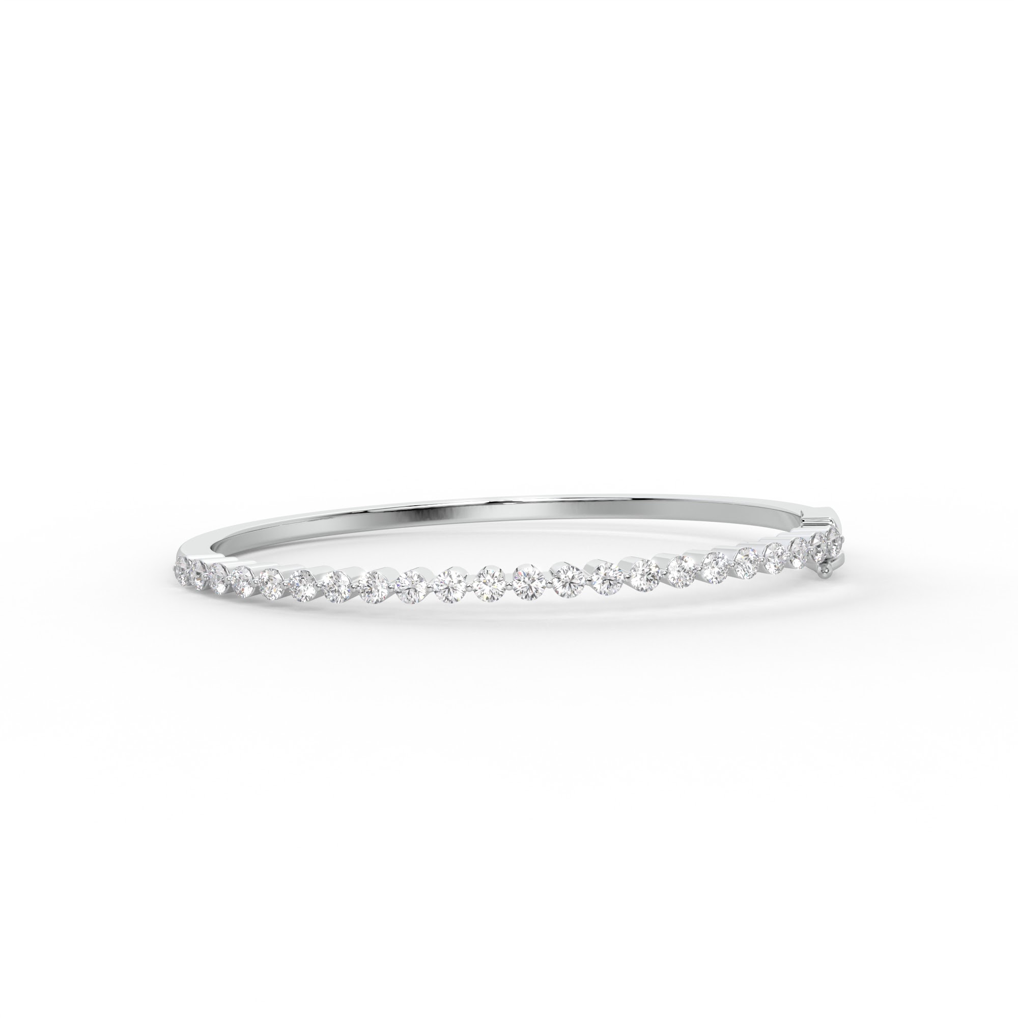 Round Diamond Floating Prong Bangle Bracelet