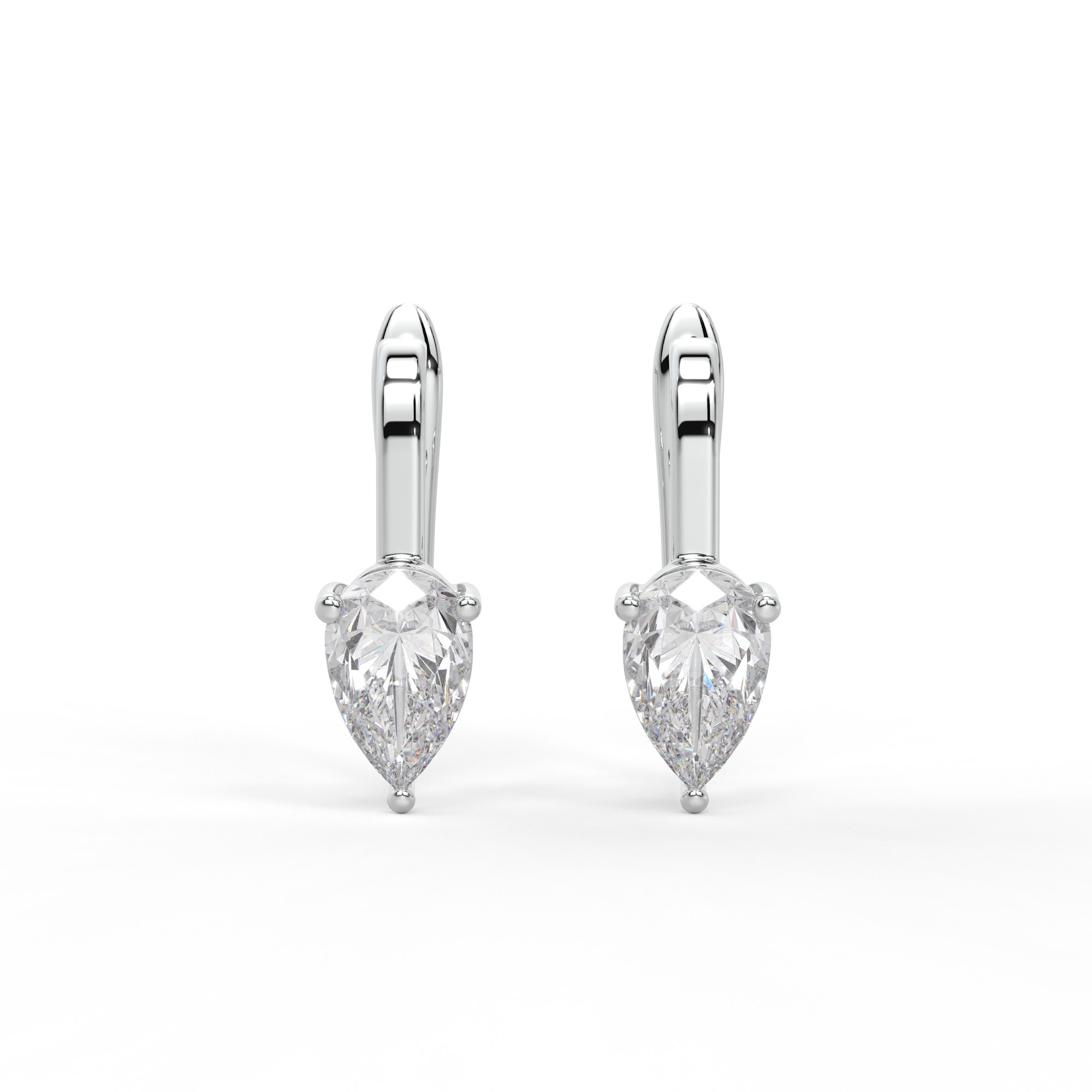 Pear Diamond Solitaire Huggie Earrings