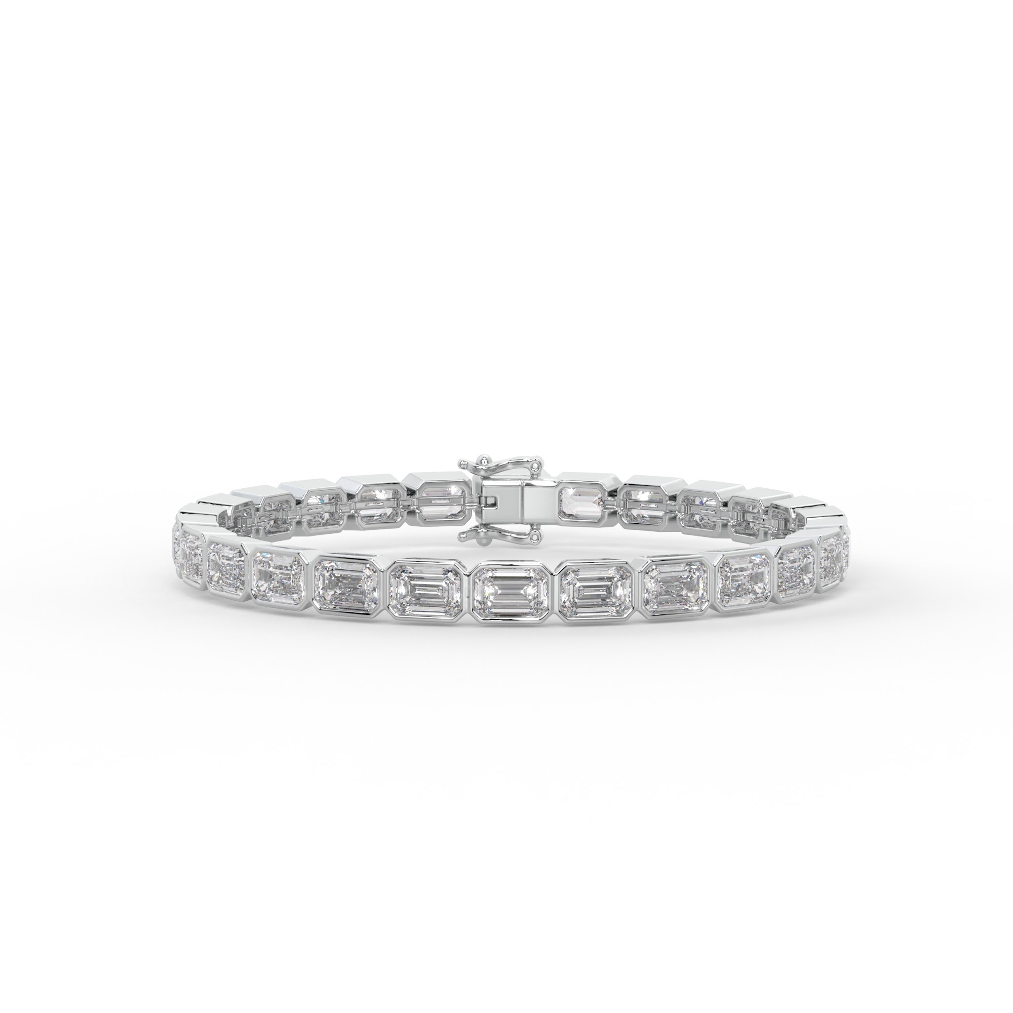 Emerald Cut Diamond East-West Bezel Tennis Bracelet