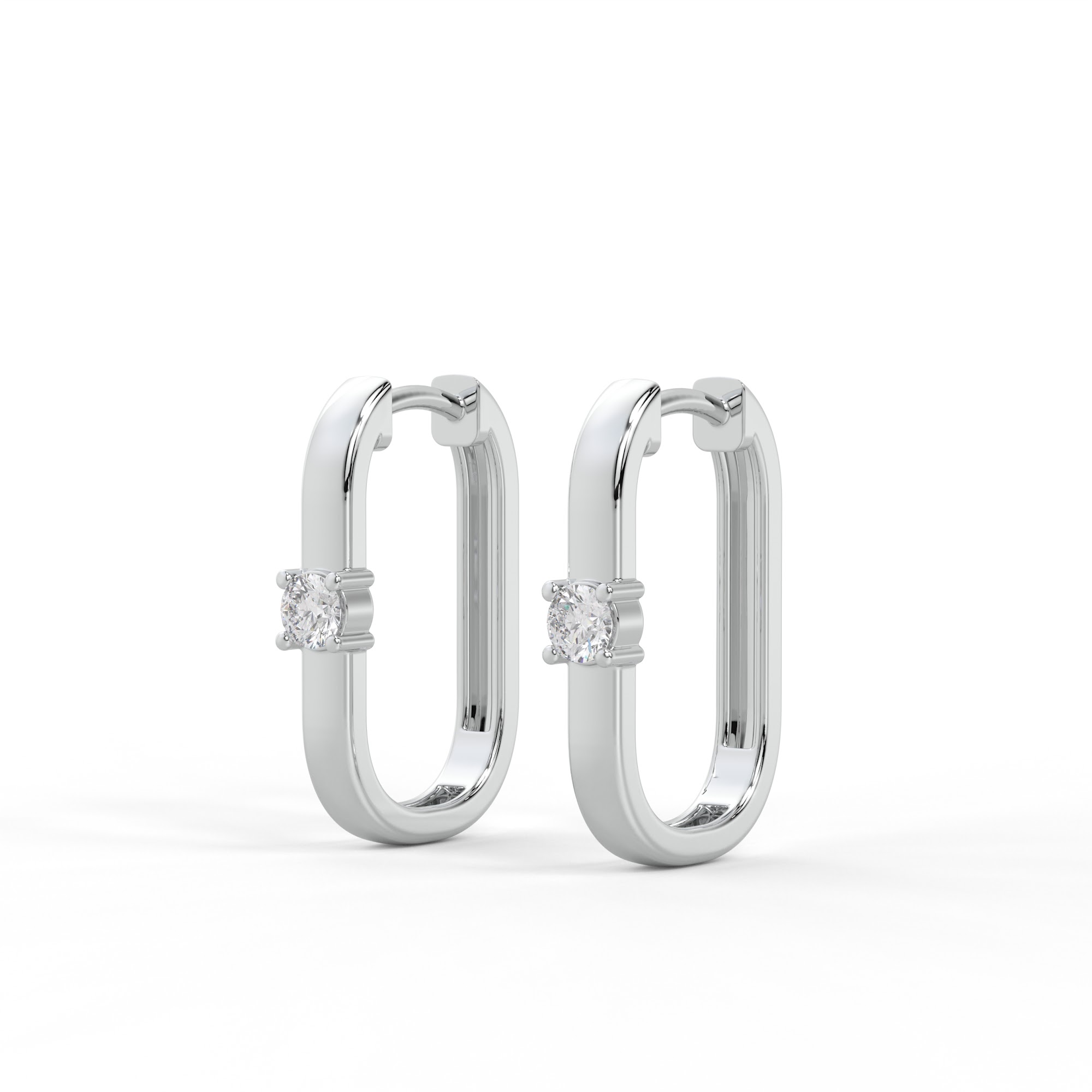 Round Diamond Solitaire Huggie Hoop Earrings