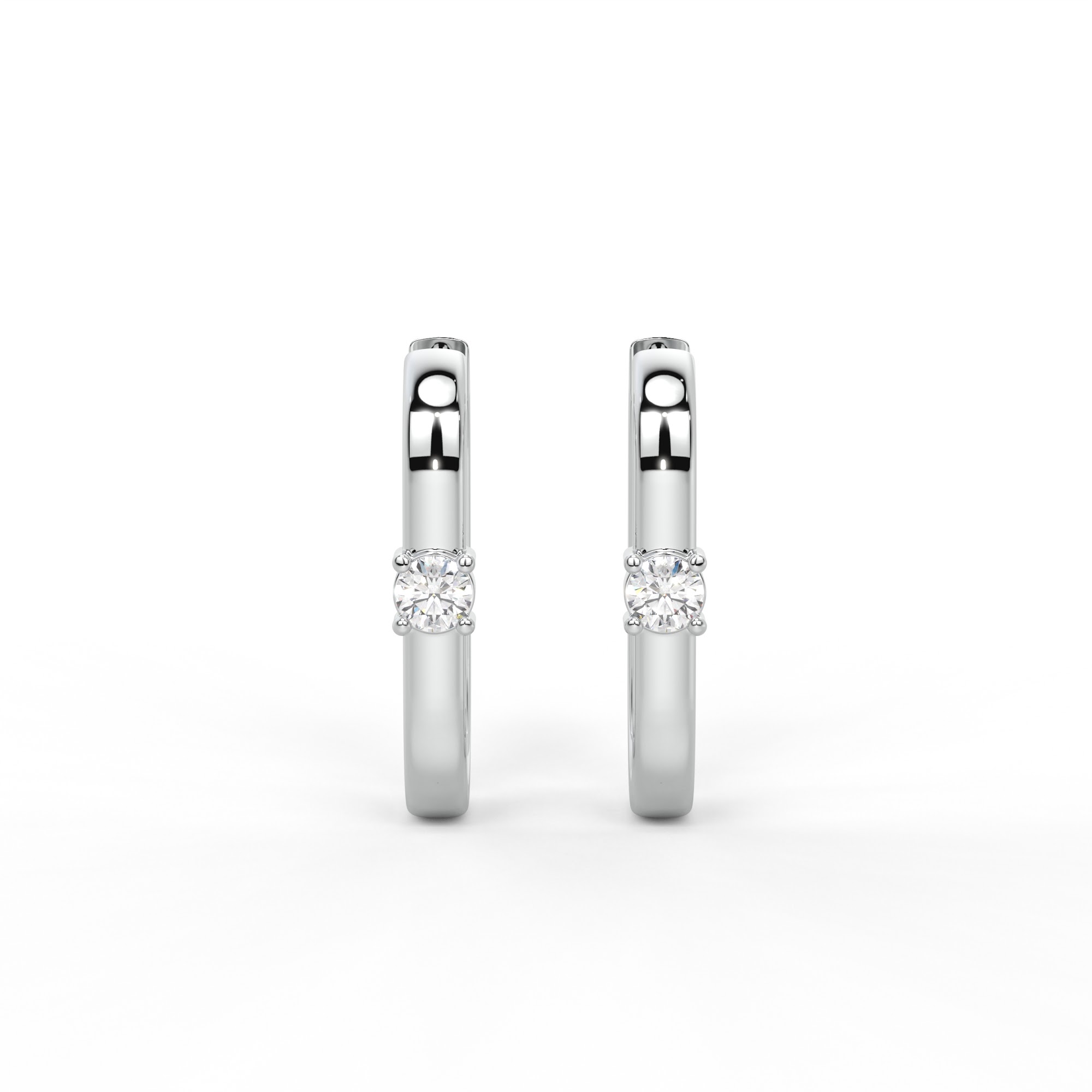 Round Diamond Solitaire Huggie Hoop Earrings