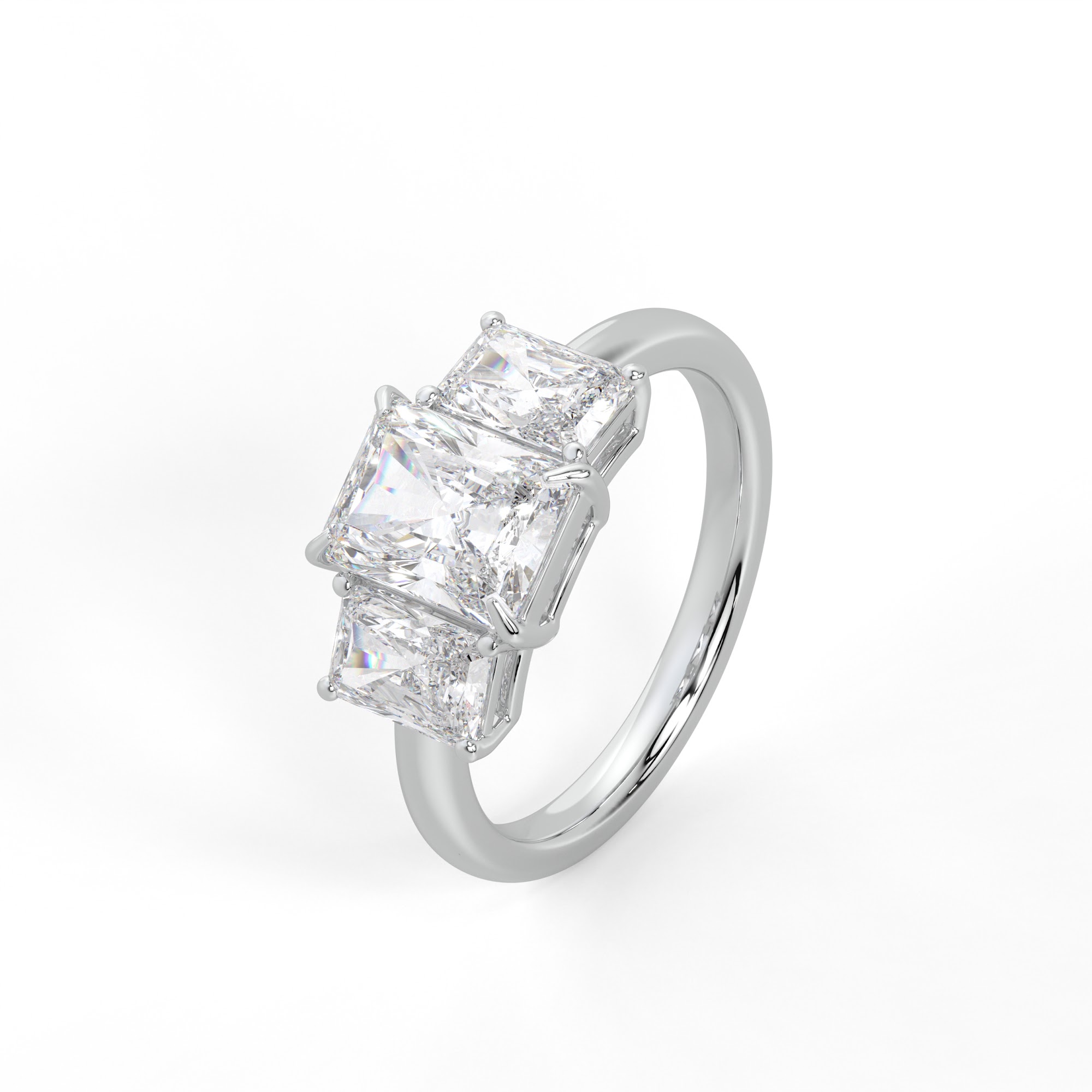 Radiant-Cut Diamond Three Stone Ring