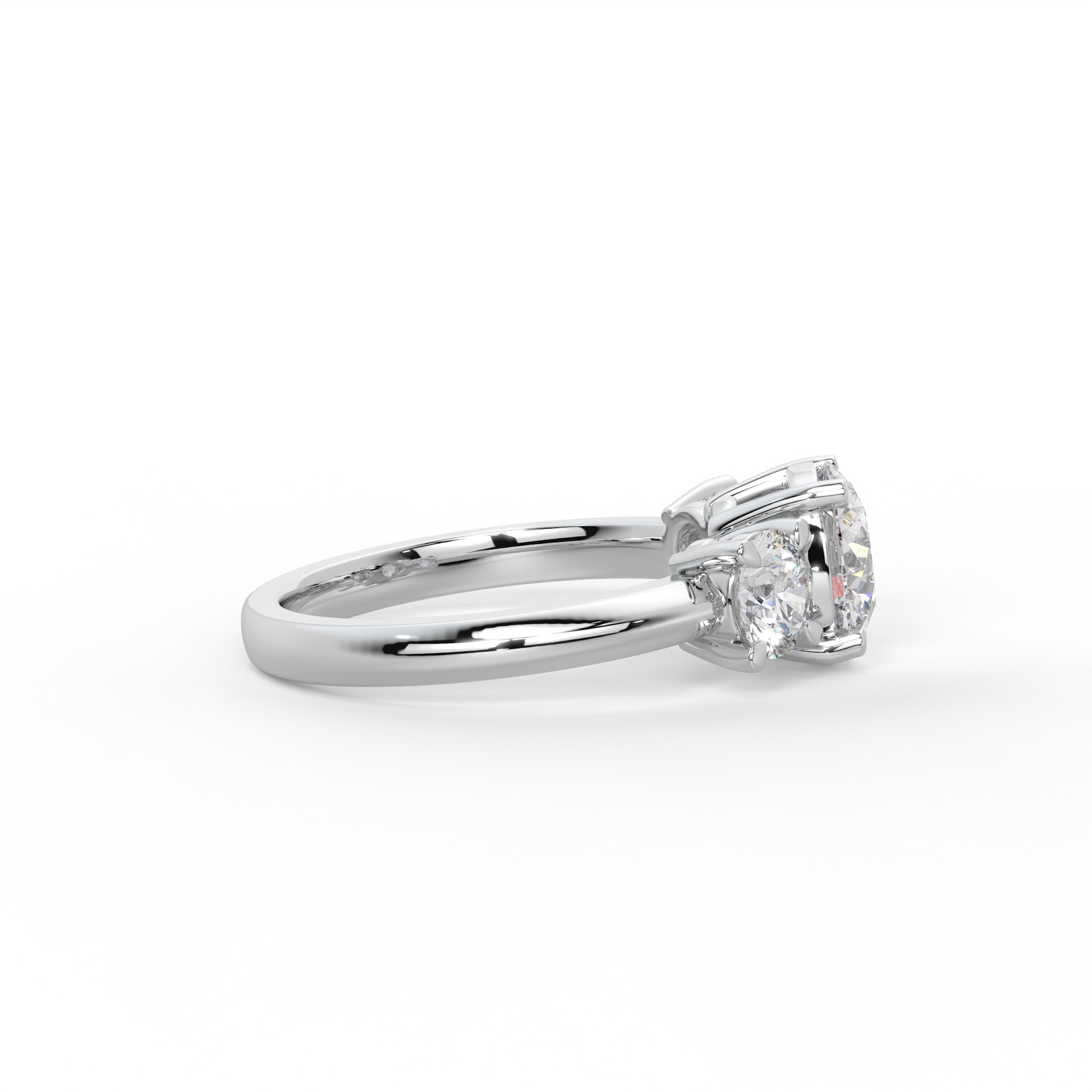 Classic Three Stone Diamond Engagement Ring Setting