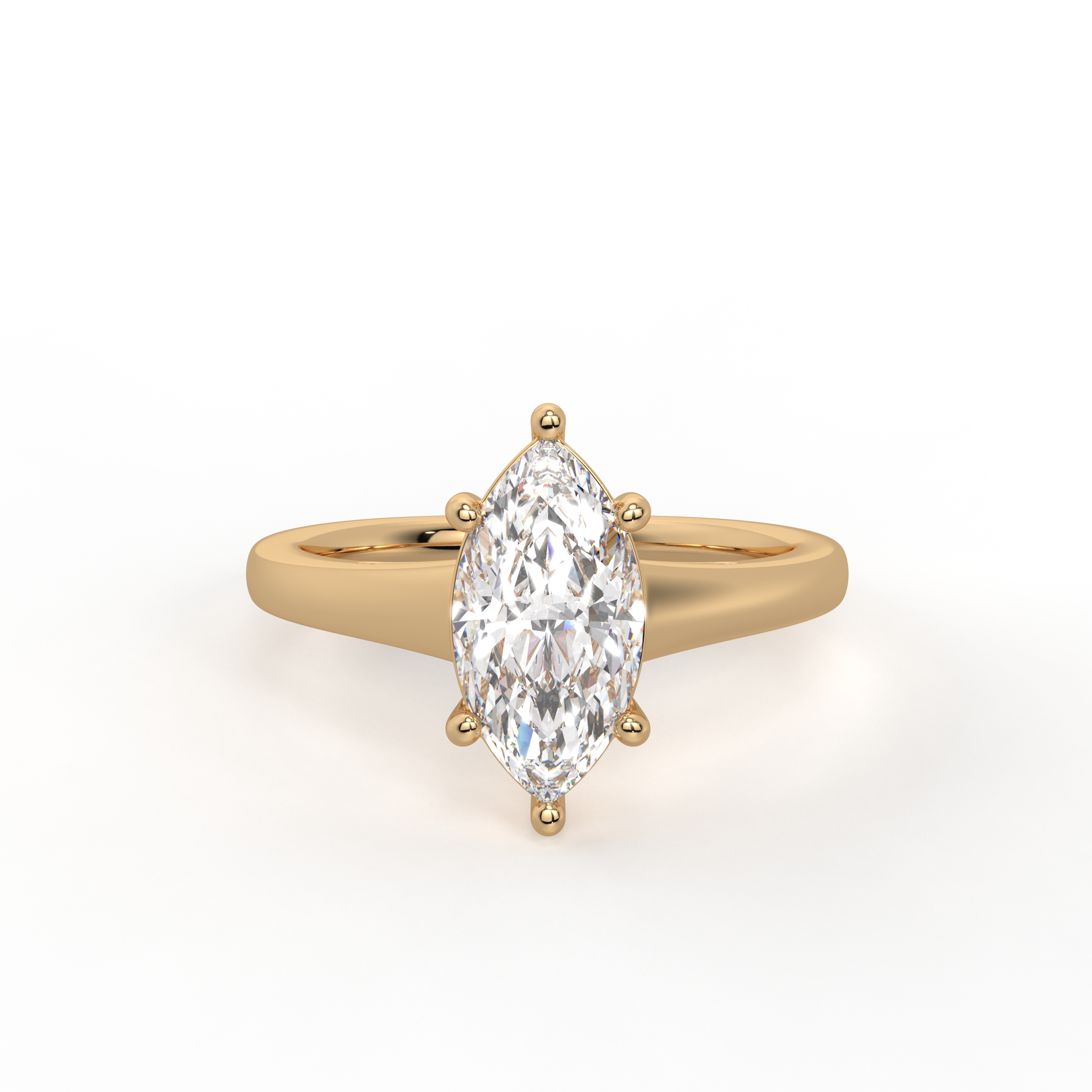 Marquise Diamond Solitaire Ring in Yellow Gold | Green Carat