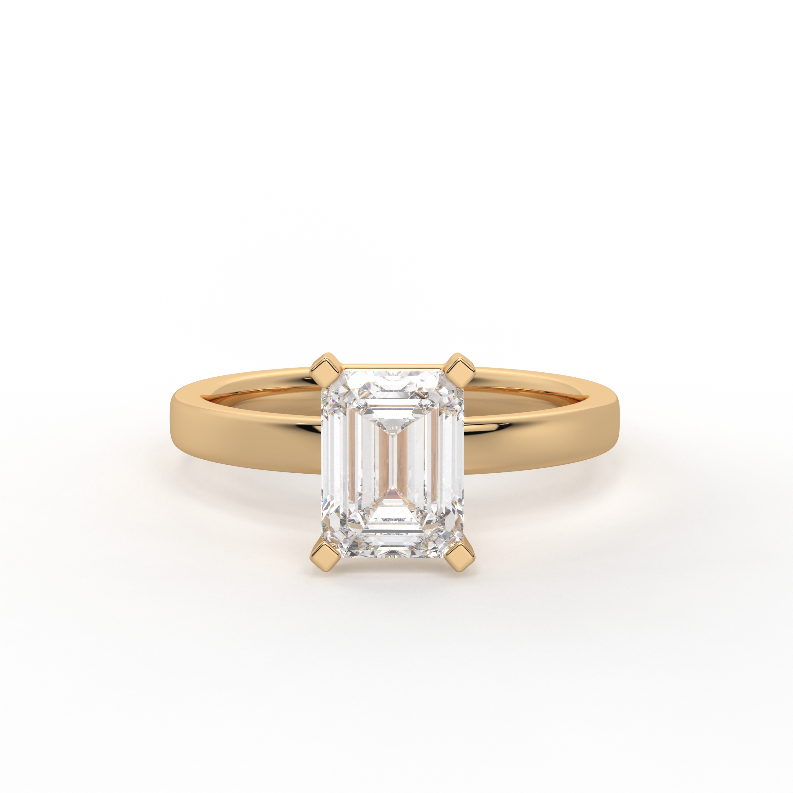 Emerald-Cut Diamond Solitaire Ring | Yellow Gold | Green Carat