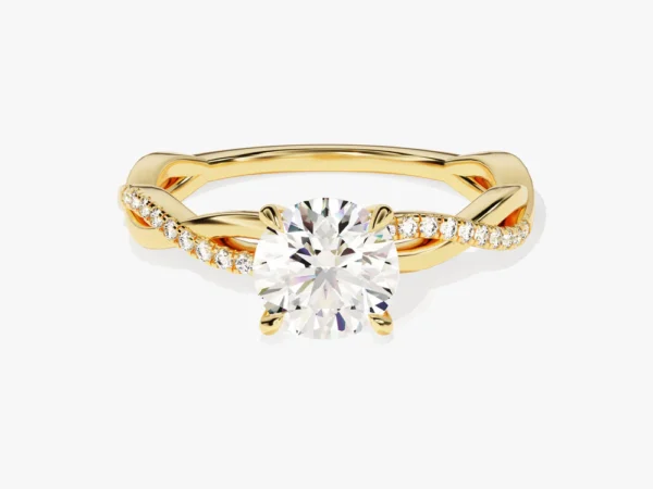 Twist Cut Moissanite Engagement Ring