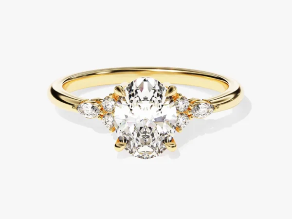 Cluster Accent Oval Cut Moissanite Engagement Ring