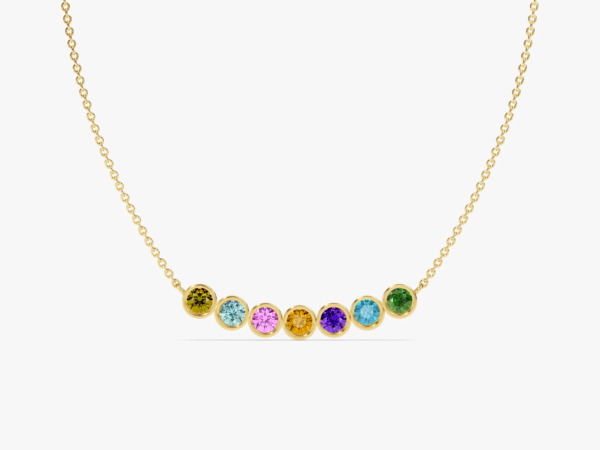 Bezel Set Round Birthstone Family Necklace